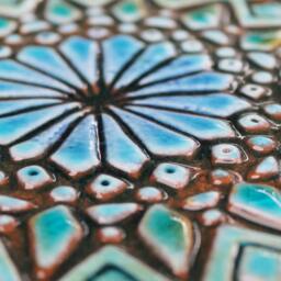 Ceramic Tile With Moroccan Design, Outdoor Wall Art, Home Decor, Hanging, Spanish #4 30cm Turquoise - thumbnail 3