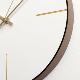 Minimalist Concrete Wall Clock White & Gold, Faux Leather Strap - thumbnail 4