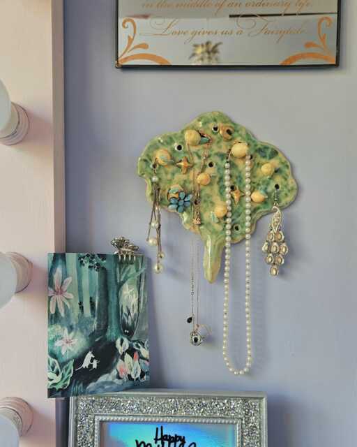 Lemon Tree Moon Magic Key Holder Jewellery Handmade Ceramic Wall Hanging. Star Sun. Pottery Gift Ideas. Birthday Dressing Room - image 1
