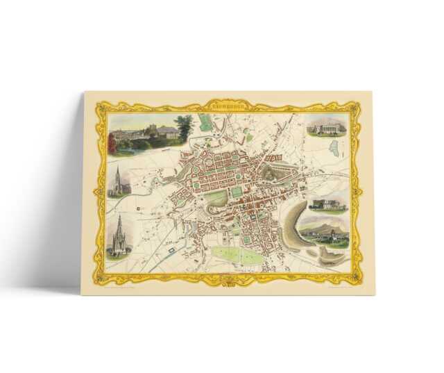 Old Edinburgh Map - Plan Of The City Edinburgh, Scotland 1851 Vintage Scottish Print Wall Decor - image 1