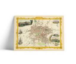 Old Edinburgh Map - Plan Of The City Edinburgh, Scotland 1851 Vintage Scottish Print Wall Decor - thumbnail 1