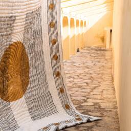 Hand-Block Printed Queen Quilt Lunar Moon Cotton Bedspread - thumbnail 3