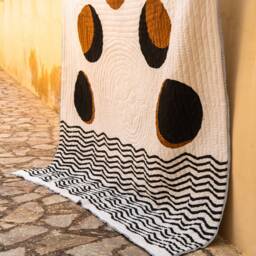 Hand-Block Printed Queen Quilt Lunar Moon Cotton Bedspread - thumbnail 2