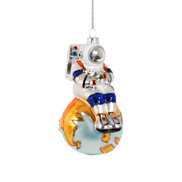 On Top Of The World Astronaut Hanging Christmas Tree Decoration - Festive Winter Space Station Nasa Planets Solar System Aliens Rocket Gift