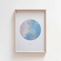 Pisces - Gold Leaf Constellation Art Star Sign Print Horoscope Zodiac Astrology Wall Bedroom - thumbnail 3