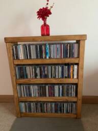 Cd Stand Rack Compact Disc Storage Shelving Rustic Solid Wood Rack Handmade Music Storage Oak Pine Walnut