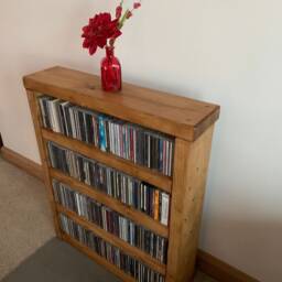 Cd Stand Rack Compact Disc Storage Shelving Rustic Solid Wood Rack Handmade Music Storage Oak Pine Walnut - thumbnail 3