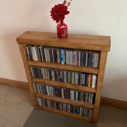 Cd Stand Rack Compact Disc Storage Shelving Rustic Solid Wood Rack Handmade Music Storage Oak Pine Walnut - thumbnail 2