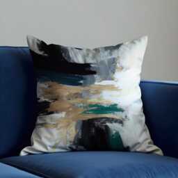 Abstract Brushstroke Cushion Cover, Black & Cream Modern Art Pillow Case, Contemporary Decorative Throw Cover - thumbnail 2