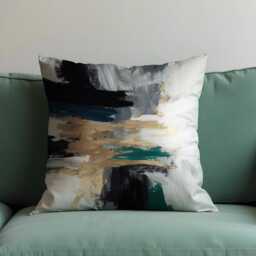 Abstract Brushstroke Cushion Cover, Black & Cream Modern Art Pillow Case, Contemporary Decorative Throw Cover - thumbnail 4