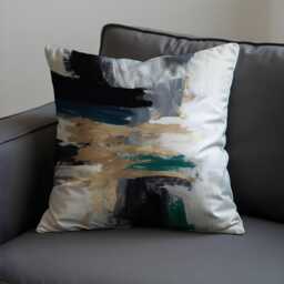 Abstract Brushstroke Cushion Cover, Black & Cream Modern Art Pillow Case, Contemporary Decorative Throw Cover