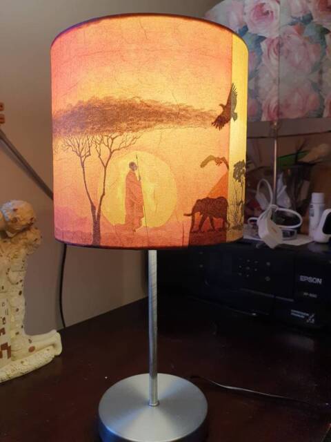 African Sunset Decoupage Table Lamp Handmade Safari Night Light - image 1