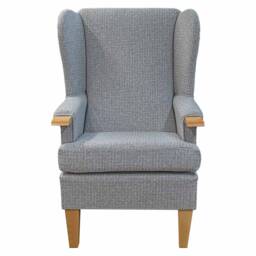 Handmade Kensington Wingback Chair Matuu Grey Weave, Wood Detail Arm - thumbnail 2