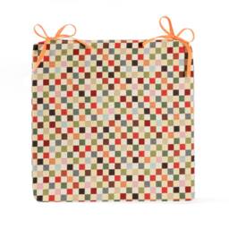 Checkered Chair Pad, Seat Cushion, Custom-Made, Tapestry Fabric, Colorful - thumbnail 3