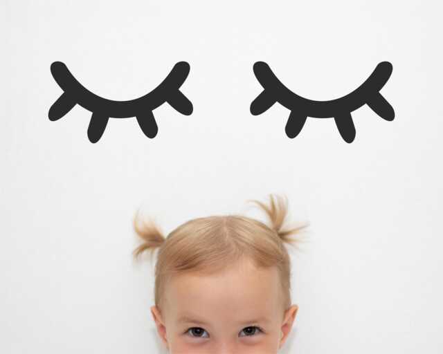 Sleepy Eyes - Vinyl Wall Decals Closed Pair Eyelashes Stickers Baby Boys Girls Nursery Kids Room D??cor - image 1