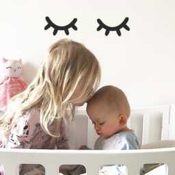 Sleepy Eyes - Vinyl Wall Decals Closed Pair Eyelashes Stickers Baby Boys Girls Nursery Kids Room D??cor - thumbnail 2