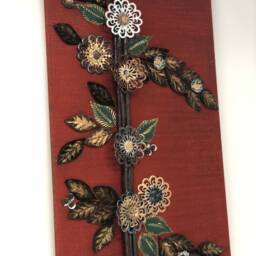 Red Silk Tree Of Life Wall Hanging, Rustic Floral Home Decor - 14 X 20 - thumbnail 3