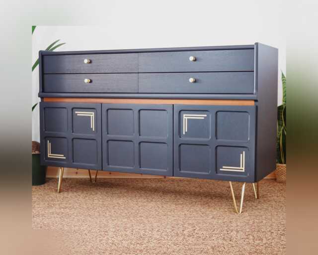 Customizable Mcm Sideboard Credenza - Nathan Squares, Retro Wine Bar - image 1
