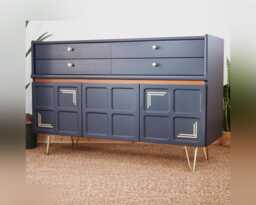 Customizable Mcm Sideboard Credenza - Nathan Squares, Retro Wine Bar - thumbnail 1