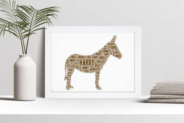 Personalised Donkey Word Art Print, Lover Gift, Custom Wall Framed Picture, Present For Men, Women Nl - image 1