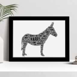 Personalised Donkey Word Art Print, Lover Gift, Custom Wall Framed Picture, Present For Men, Women Nl - thumbnail 2