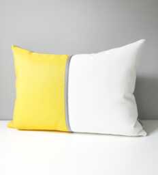 Sunbrella?? Outdoor Pillow Cover in Sunflower Yellow & White With Grey Accent, Colorful Throw Cushions For Home & Garden, Mazizmuse - thumbnail 1