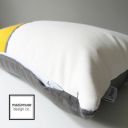 Sunbrella?? Outdoor Pillow Cover in Sunflower Yellow & White With Grey Accent, Colorful Throw Cushions For Home & Garden, Mazizmuse - thumbnail 3