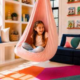 Pink Minky Sensory Cocoon Swing - Calming Hanging Pod Chair For Kids & Adults Indoor Therapy Soft Cuddle Hammock Seat - thumbnail 3