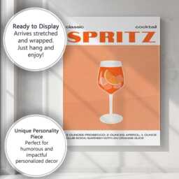 Classic Spritz Cocktail Recipe Minimalist Poster Canvas Wall Art Print Decor Picture Ready To Hang - thumbnail 3