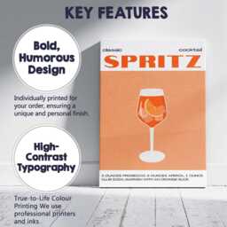 Classic Spritz Cocktail Recipe Minimalist Poster Canvas Wall Art Print Decor Picture Ready To Hang - thumbnail 2