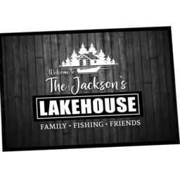 Personalised Lake House Entrance Door Mat - B&w Vacation Cabin 60 X 40 cm - thumbnail 3