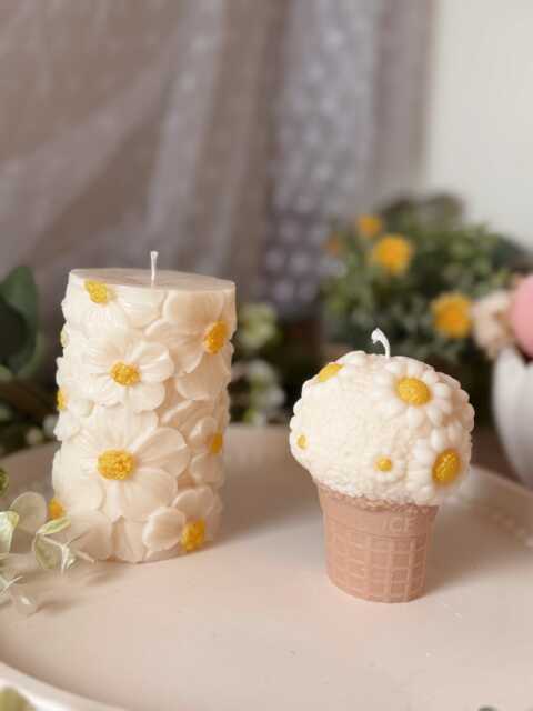 Daisy Ice Cream Cone Candle - image 1