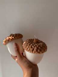Nuts Candle, Size Of Your Choice, Handmade in Olive Wax, With A Delicious Autumn Scent - thumbnail 1
