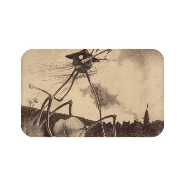 War Of The Worlds, 2 Of 6, Bath Mat, Vintage 1906 Illustration, H.g. Wells - image 1
