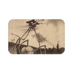 War Of The Worlds, 2 Of 6, Bath Mat, Vintage 1906 Illustration, H.g. Wells