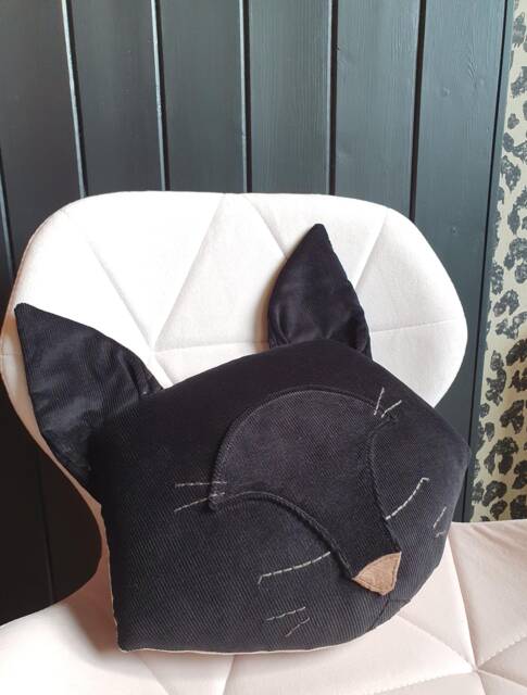 "Cat Cushion, Pillow, Black Cat, Lover, Gift, Sleeping Decor, Cute Plush Decorative - ""Sleepy Cat" - image 1
