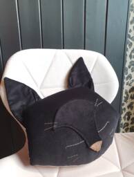 "Cat Cushion, Pillow, Black Cat, Lover, Gift, Sleeping Decor, Cute Plush Decorative - ""Sleepy Cat" - thumbnail 1