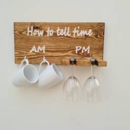 How To Tell Time Am Pm Wine, Prosecco & Coffee Lovers Gift Mug Glass Holder Rack Kitchen Sign Christmas Mother's Day Mum Present Idea Her - thumbnail 2