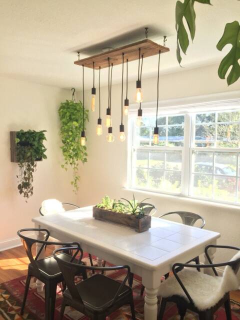 Rustic Dining Chandelier Wood Lighting 10 Edison Led Vintage Bulbs Pendant Lights Reclaimed Lighting - image 1