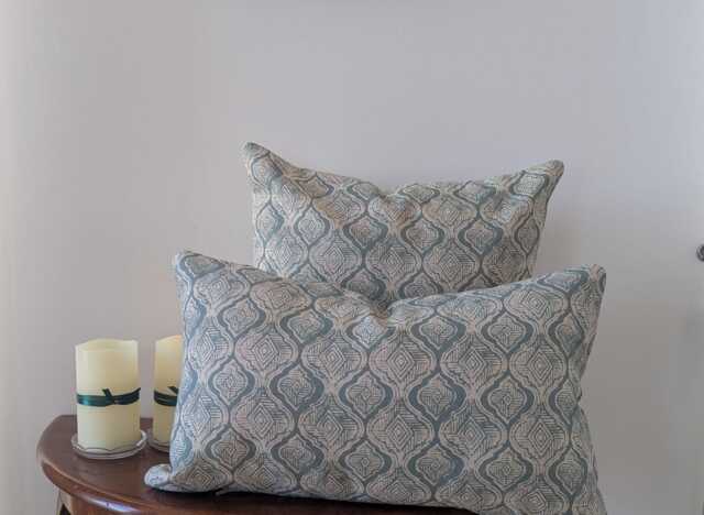 Teal Abstract Aztec Cushion Covers - Handmade Double-Sided Decor - 45x45cm, 52x32cm - image 1