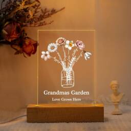 Custom Grandma's Garden Night Light, Family Bouquet Mum's Bunch Mothers Gift For Grandma, Nanny, Mom, Nanny's - thumbnail 3