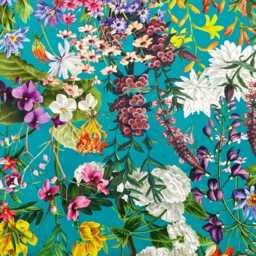 Teal Flowers Summer Velvet Cone Lampshade, Extra Tall Lampshade - thumbnail 2