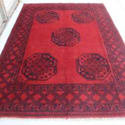 5x7 Ft Afghan High Pile Rug Turkmen Bokhara Area Rug, Akhcha Handmade Red New Livingroom Rug, Tribal Home D??cor Bedroom Office Rug - thumbnail 2
