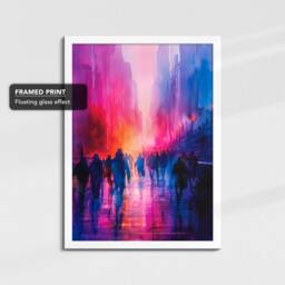 Vibrant Busy Street Market City Road Abstract Oil Painting Framed Poster Print & Canvas Wall Decor Art Bedroom Home Interior Gift - thumbnail 3