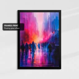 Vibrant Busy Street Market City Road Abstract Oil Painting Framed Poster Print & Canvas Wall Decor Art Bedroom Home Interior Gift - thumbnail 2