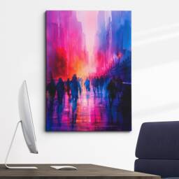 Vibrant Busy Street Market City Road Abstract Oil Painting Framed Poster Print & Canvas Wall Decor Art Bedroom Home Interior Gift