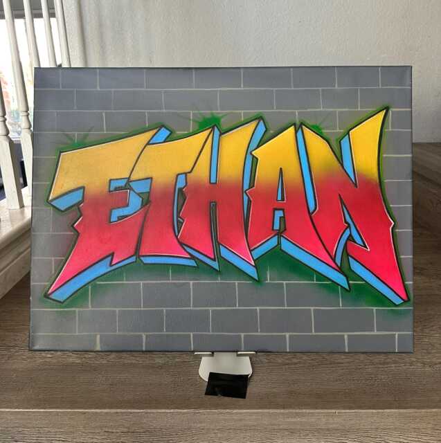 Airbrush Graffiti Wall Art Canvas Sign in Board 24x36 Bar Mitzvahs Bat Event Decor Room Street - image 1