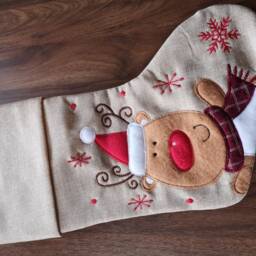 Personalised Christmas Stocking Embroidered, Hessian Burlap Stocking, First Christmas, Name Christmas Gift - thumbnail 3