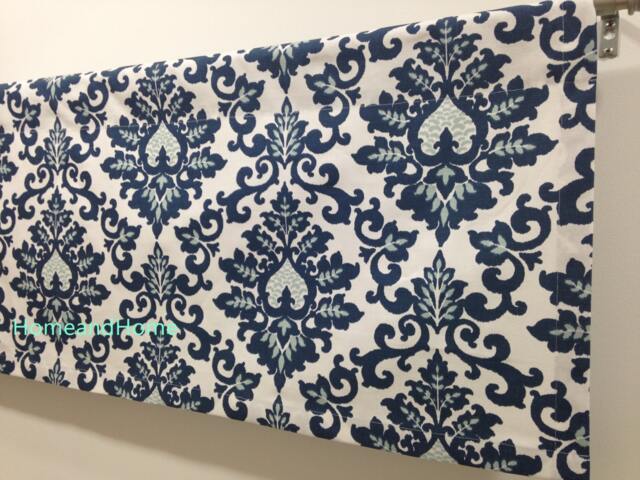 Valance 50 X 10 Window Cecilia Premier Navy White Curtain Topper Treatment Kitchen Valance - image 1