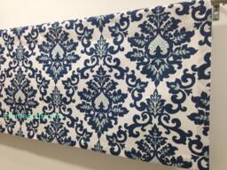 Valance 50 X 10 Window Cecilia Premier Navy White Curtain Topper Treatment Kitchen Valance - thumbnail 1